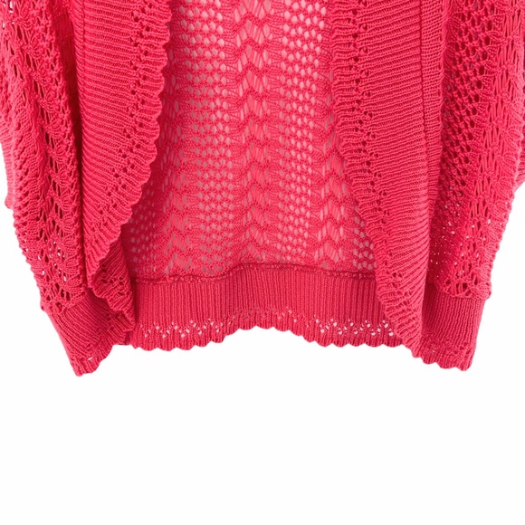 Robbie Bee Crochet Knit Short Sleeve Open Front Cardigan Size Medium - Picture 5 of 9